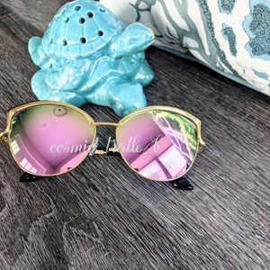 Pink Polorized Mirrored Cat eye Sunglasses
